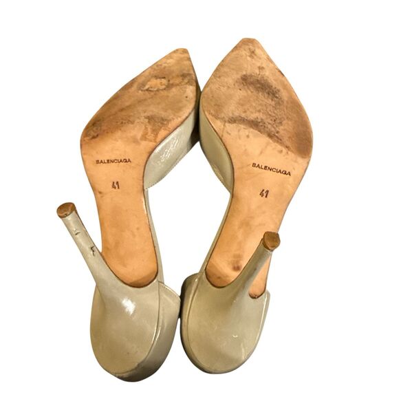 BALENCIAGA Pumps Heels Nude leather pointy toe Size 41 Very Worn Condition - Picture 8 of 8